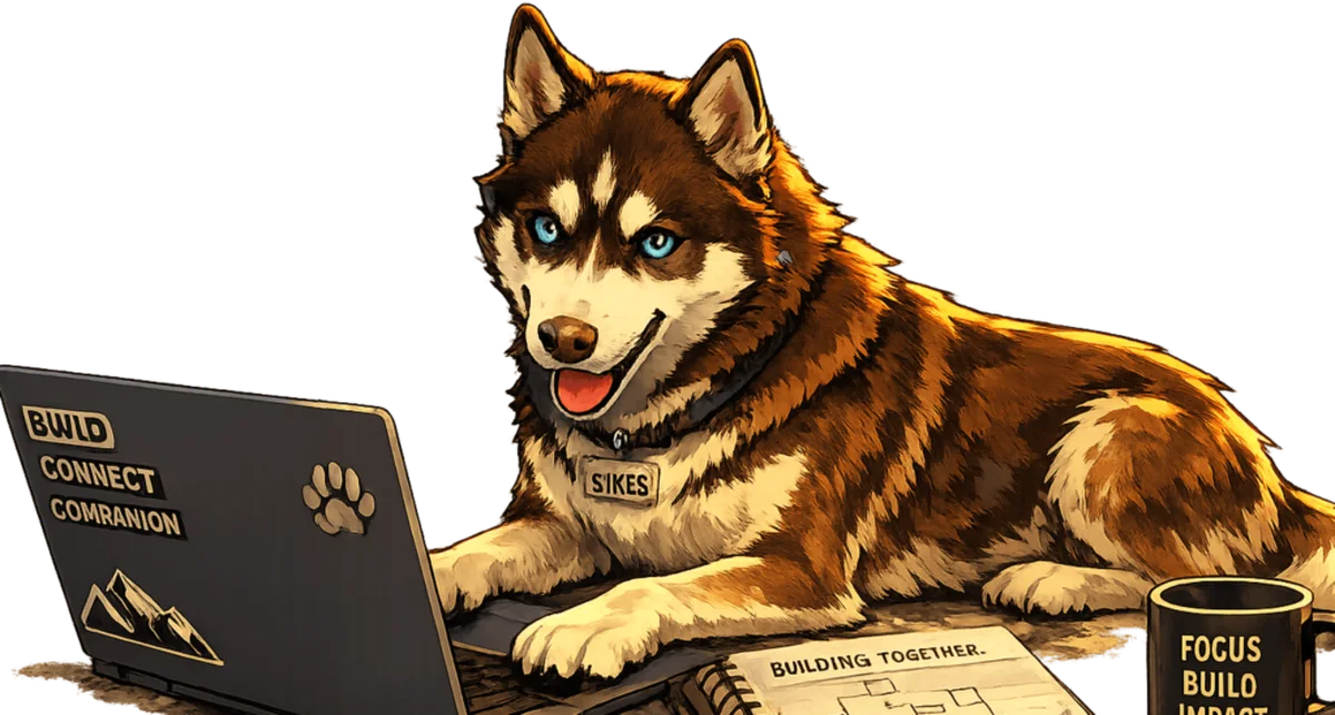 Sykes at a laptop